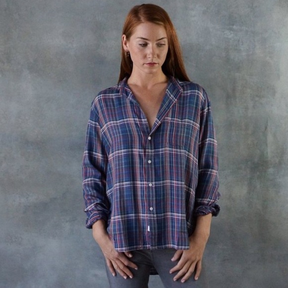 Frank & Eileen Blue Green Red Windowpane Flannel, size XS - Picture 1 of 4